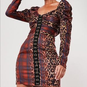 Leopard plaid dress